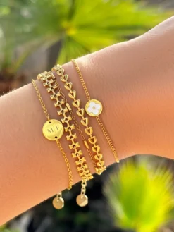 Finaste 2 initialen armband klein muntje goud kleurig Best