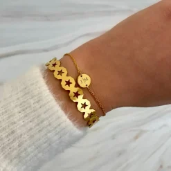 Finaste 2 initialen armband klein muntje goud kleurig Best