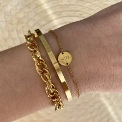 Finaste 2 initialen armband klein muntje goud kleurig Best