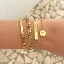Finaste 2 initialen armband klein muntje goud kleurig Best