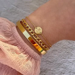 Finaste 2 initialen armband klein muntje goud kleurig Best