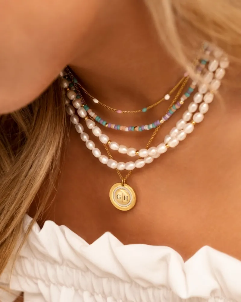 Finaste Ketting 2 initials luxury kleur goud Sale