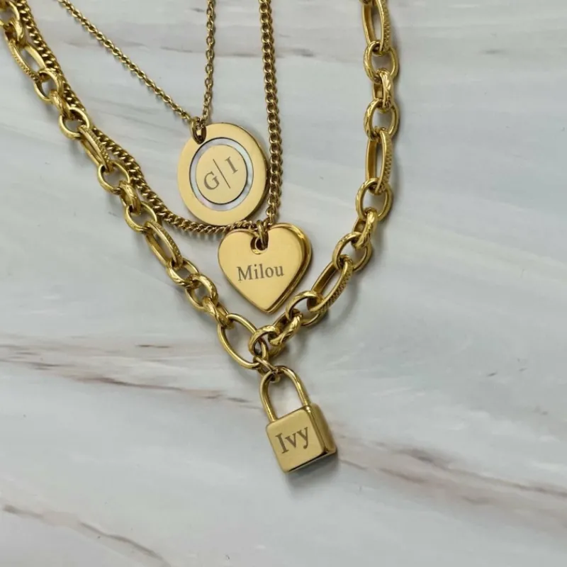 Finaste Ketting 2 initials luxury kleur goud Sale