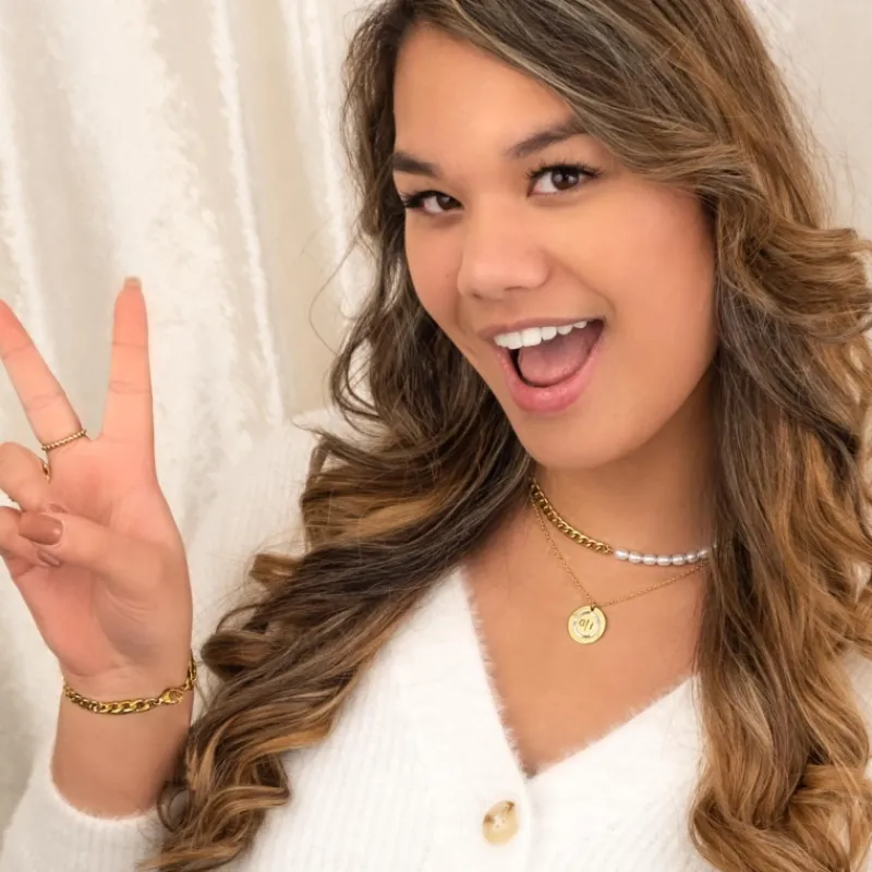 Finaste Ketting Chain & Pearl goud kleurig Best
