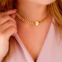 Finaste Ketting chunky 2 initials kleur goud Sale