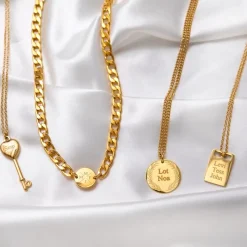 Finaste Ketting chunky 4 initials kleur goud Fashion