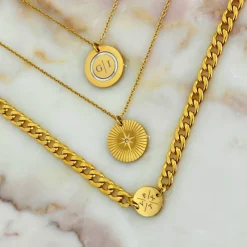 Finaste Ketting chunky 4 initials kleur goud Fashion