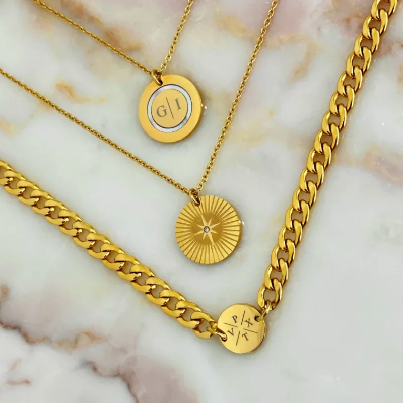 Finaste Ketting chunky 4 initials kleur goud Fashion