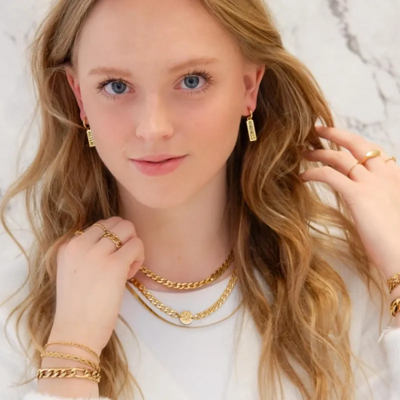 Finaste Ketting chunky 4 initials kleur goud Fashion
