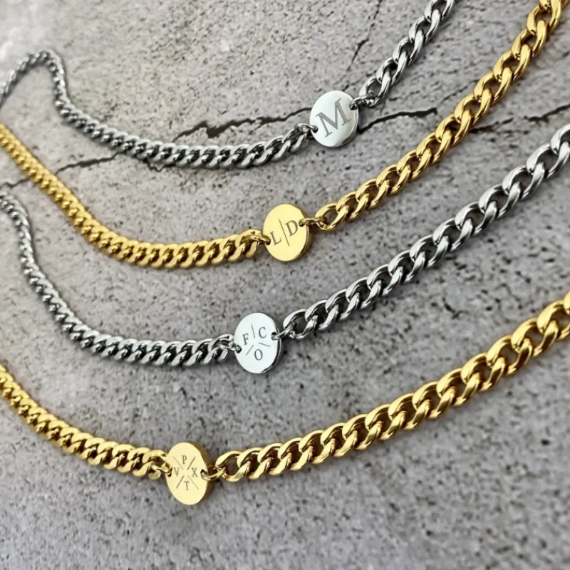 Finaste Ketting chunky 2 initials kleur goud Sale