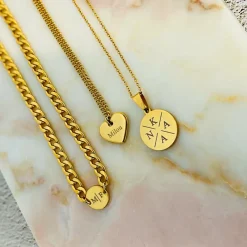 Finaste Ketting chunky 2 initials kleur goud Sale