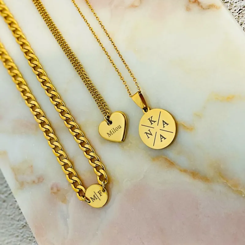 Finaste Ketting chunky 2 initials kleur goud Sale