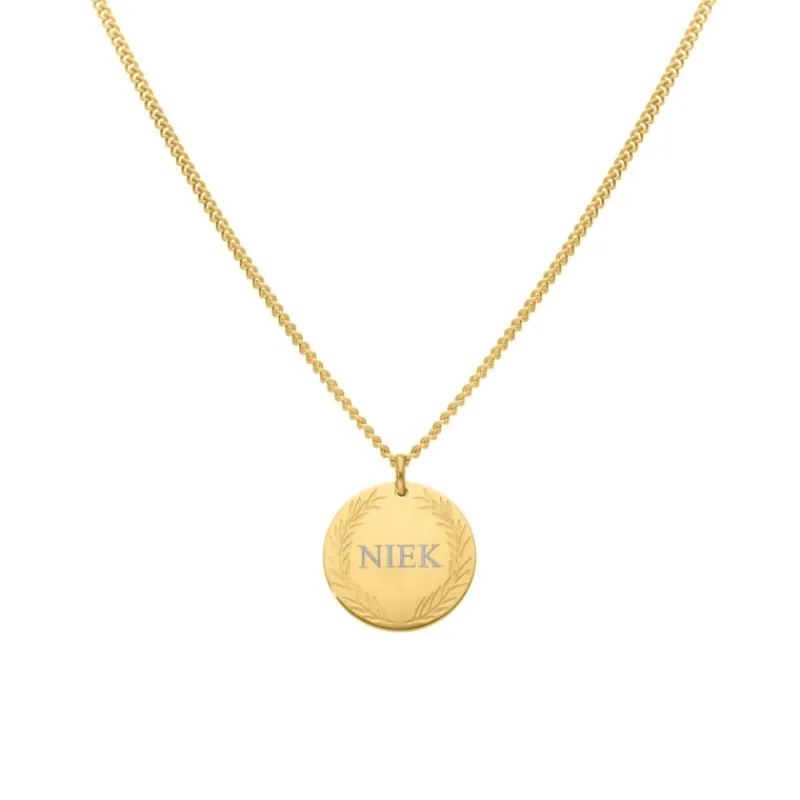 Finaste Ketting graveerbare munt goud kleurig New