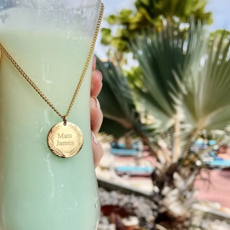 Finaste Ketting graveerbare munt goud kleurig New