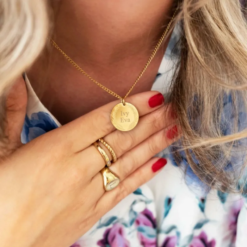 Finaste Ketting graveerbare munt goud kleurig New