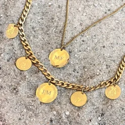 Finaste Ketting graveerbare munt goud kleurig New
