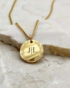 Finaste Ketting graveerbare munt goud kleurig New