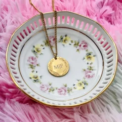 Finaste Ketting graveerbare munt goud kleurig New