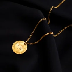 Finaste Ketting graveerbare munt goud kleurig New