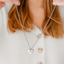 Finaste Ketting Hartje met naam kleur zilver Sale