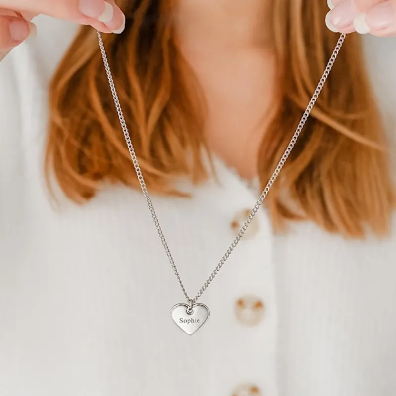 Finaste Ketting Hartje met naam kleur zilver Sale