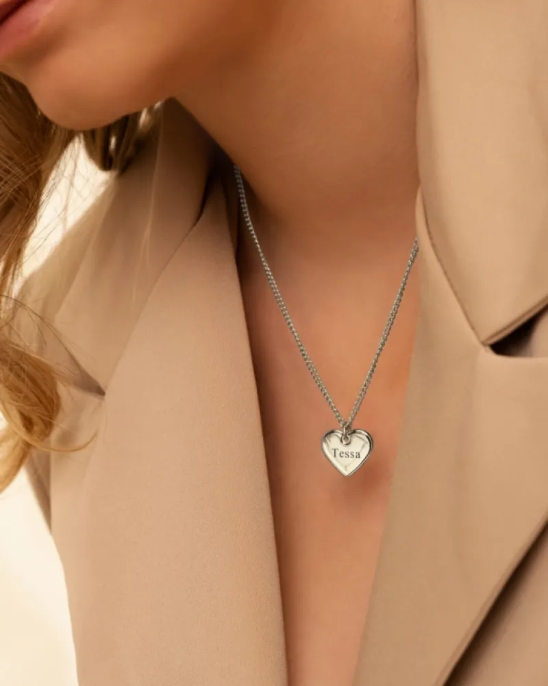 Finaste Ketting Hartje met naam kleur zilver Sale