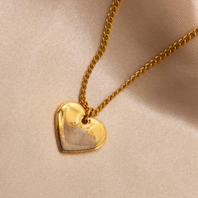 Finaste Ketting hartje met vingerafdruk goudkleurig Fashion