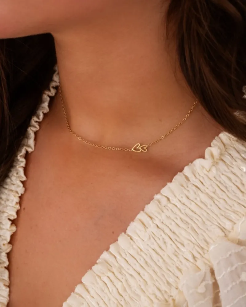 Finaste Ketting love hearts double goudkleurig Best