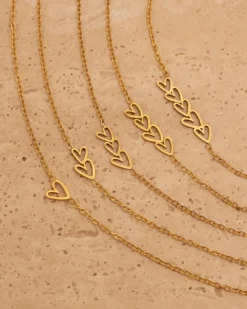 Finaste Ketting love hearts multi goudkleurig Fashion
