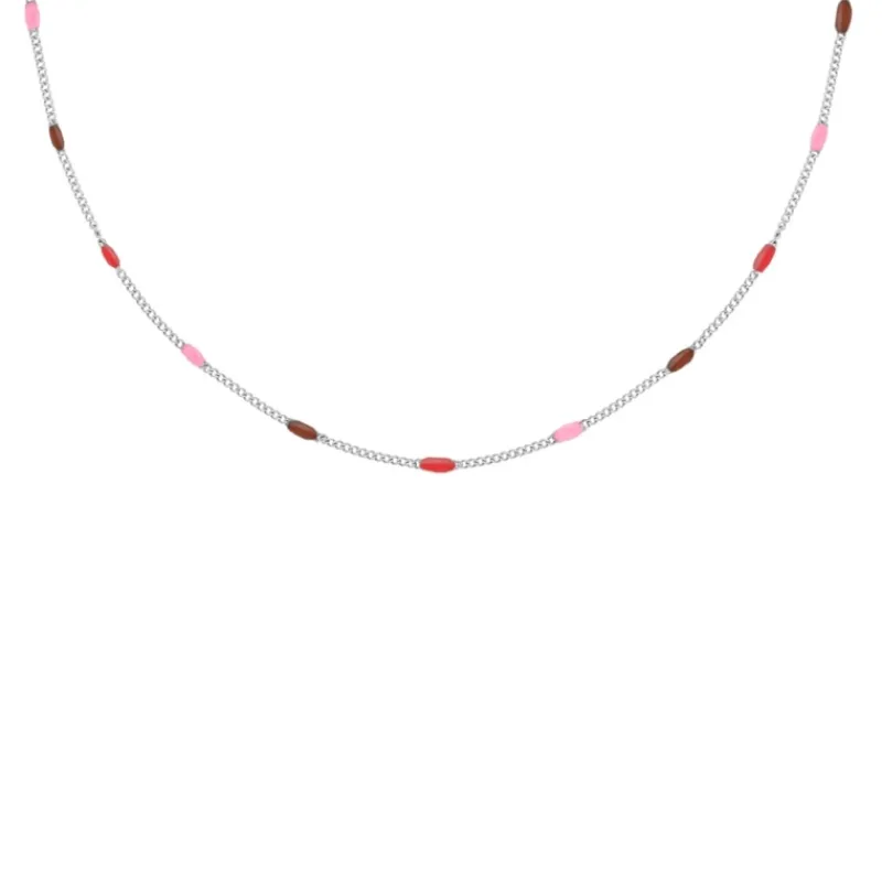 Finaste Ketting met bolletjes pink color mix New