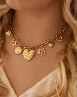 Finaste Ketting met hartjes bedels goudkleurig Sale