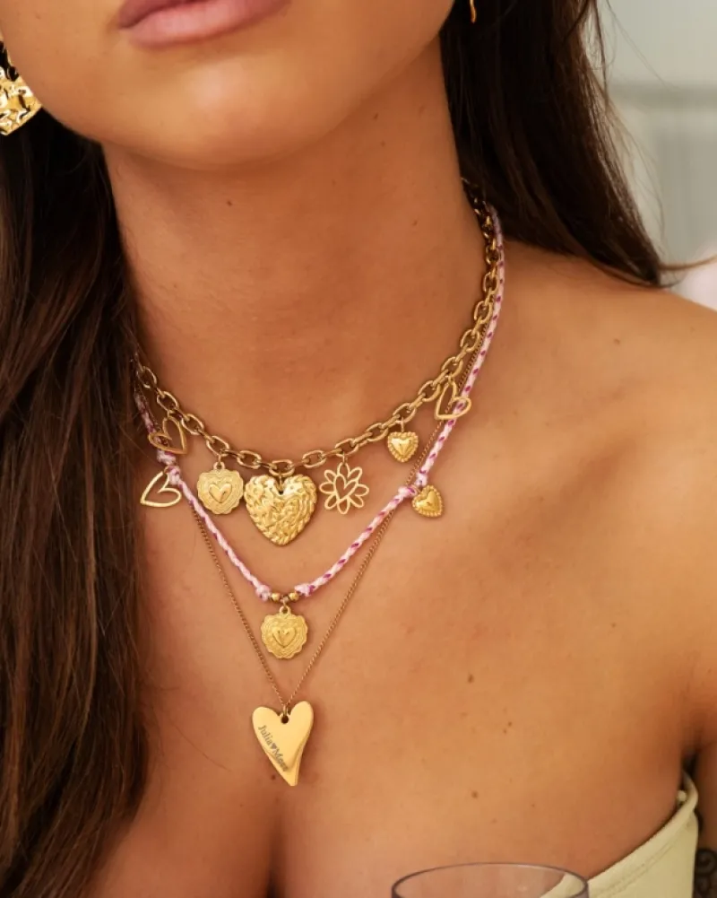 Finaste Ketting met hartjes bedels goudkleurig Sale