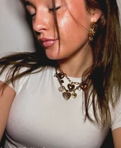 Finaste Ketting met hartjes bedels goudkleurig Sale