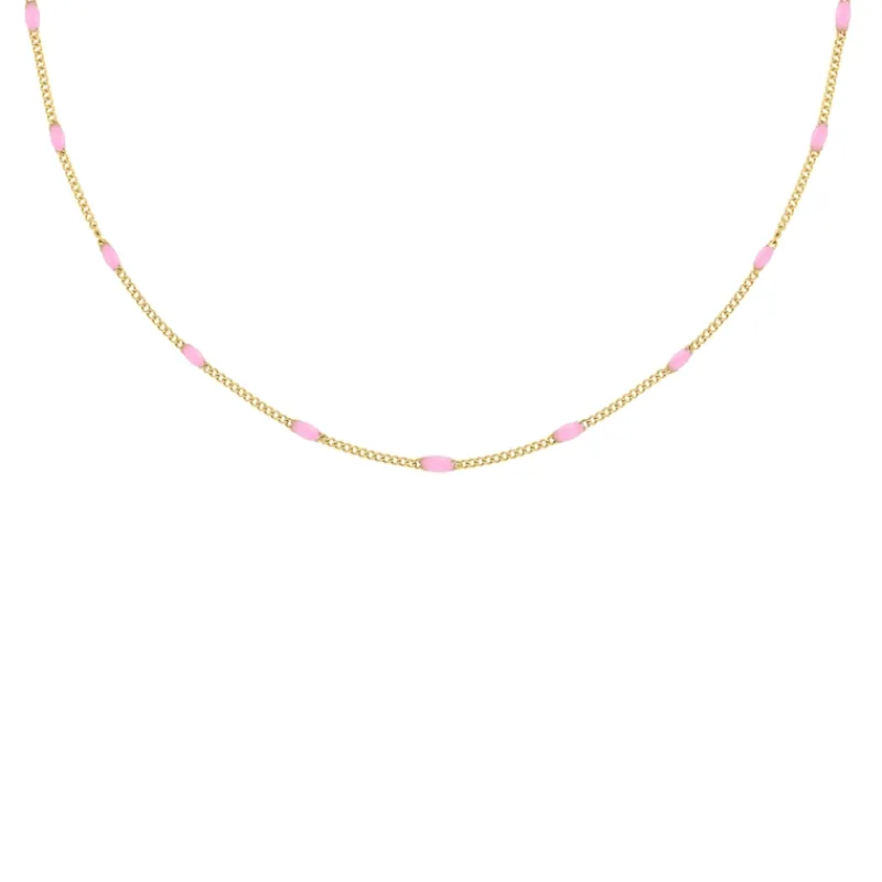 Finaste Ketting Met Roze Bolletjes Goudkleurig Clearance