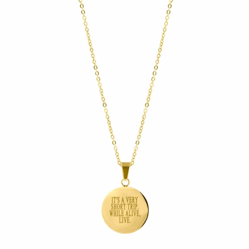 Finaste Ketting Met Tekst Rond Goud Kleurig Fashion