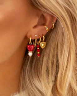 Finaste Ketting Oorbellen Little Stone Kleur Goud Best