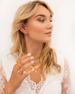 Finaste Ketting Oorbellen Little Stone Kleur Goud Best