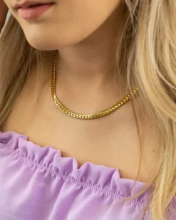 Finaste Ketting platte chain goud kleurig Discount