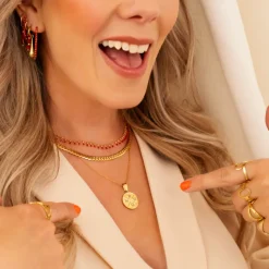 Finaste Ketting platte chain goud kleurig Discount