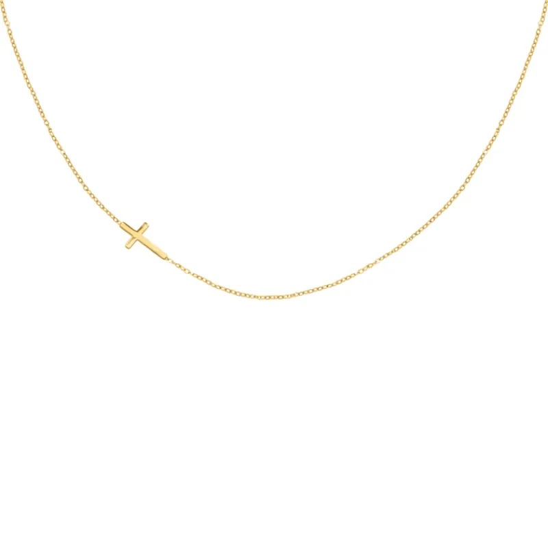 Finaste Ketting side way cross goldplated Best