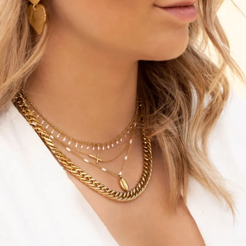 Finaste Ketting side way cross goldplated Best
