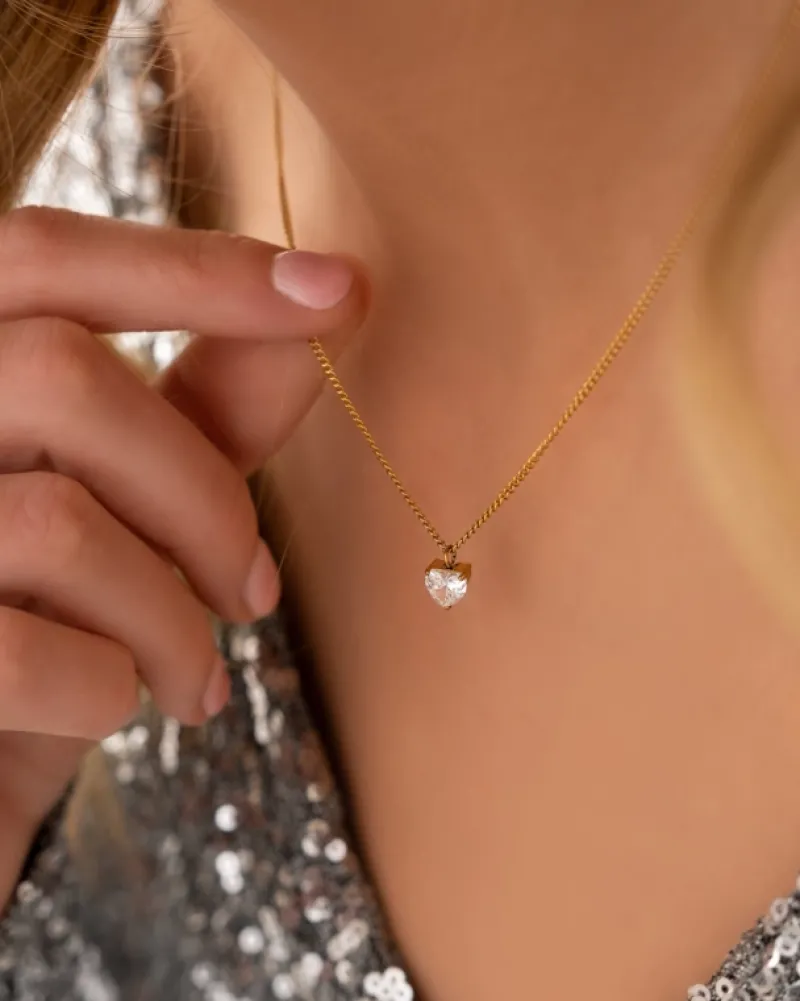 Finaste Ketting sparkle heart goldplated Clearance
