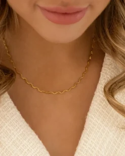 Finaste Ketting wave kleur goud Discount