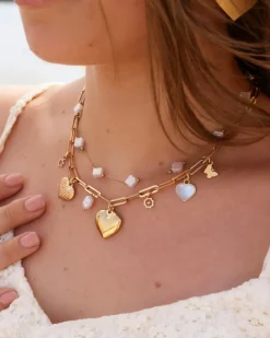 Finaste Ketting witte clovers goudkleurig Sale