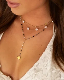 Finaste Ketting witte clovers goudkleurig Sale