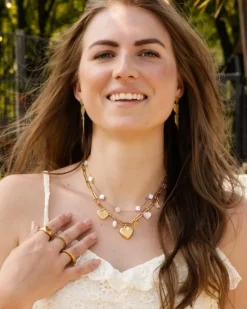 Finaste Ketting witte clovers goudkleurig Sale