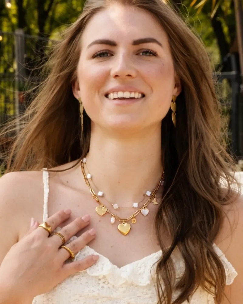 Finaste Ketting witte clovers goudkleurig Sale