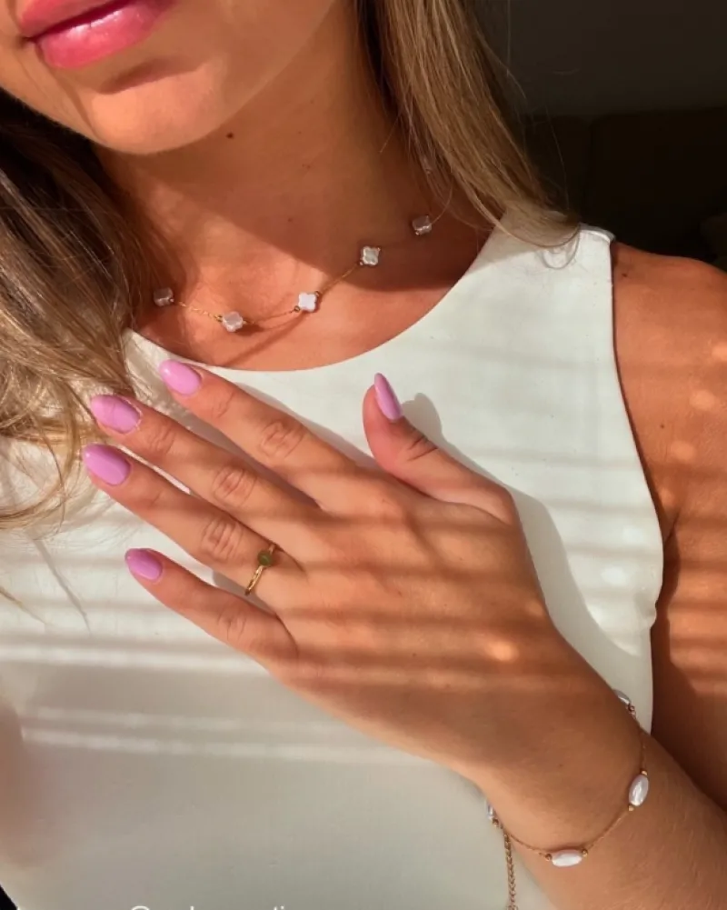Finaste Ketting witte clovers goudkleurig Sale