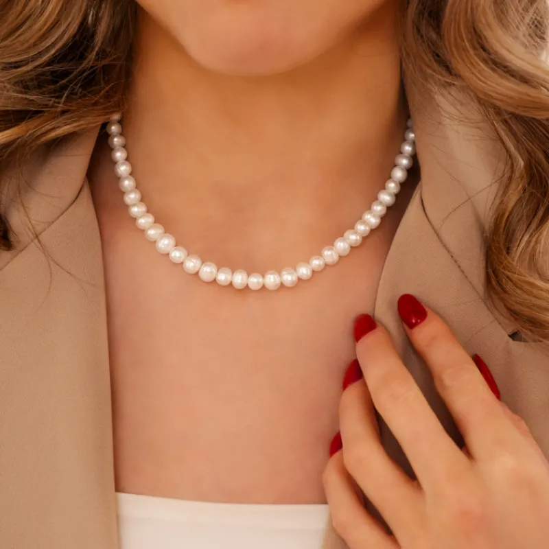 Finaste Korte parelketting goudkleurig Clearance