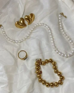 Finaste Korte parelketting goudkleurig Clearance